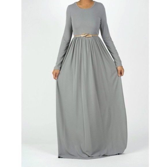 [Kabayare] Gray Long Sleeve Maxi Dress - Picture 1 of 3